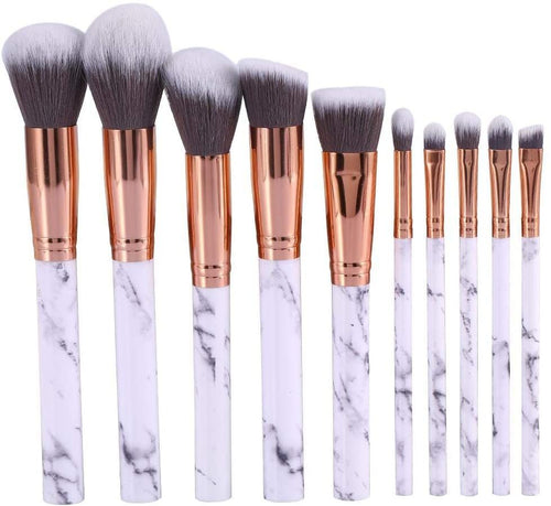 10 Piece Marble Style Professional Makeup Brush Cosmetic Set