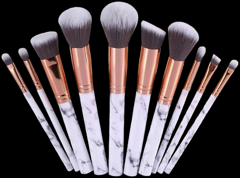 10 Piece Marble Style Professional Makeup Brush Cosmetic Set